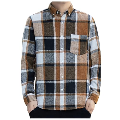 Blitzangebote des Tages, Holzfällerhemd Herren Langarm Karohemd - Flanellhemd Kariertes Westernhemd Regular Fit Casual Button Down Freizeithemd Mit Brusttasche Normal Passform Für Männer von Zilosconcy