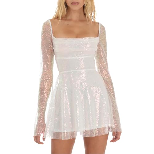 Blitzangebote des Tages, Paillettenkleid Damen Glitzer Glitzerkleid - Silvester Kleid Elegant Abendkleider Sexy Vintage Weihnachtskleid Frauen Pailettenkleider Schöne Hochzeitskleid Partykleider von Zilosconcy