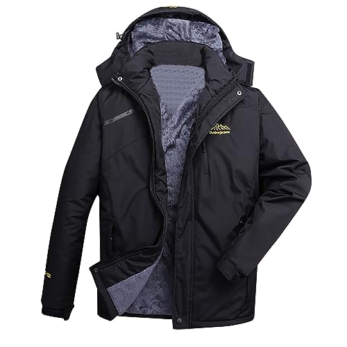 Blitzangebote des Tages, Winterjacke Herren Winddichte Skijacke - Wanderjacke Wasserdicht Snowboardjacke Gefütterte Softshelljacke Jacke Mit Abnehmbarer Kapuze Für Wandern Männer von Zilosconcy