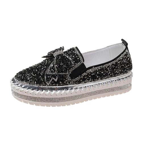 Brautschuhe Sneaker, Glitzer Sneaker Damen Flache Low Pailletten Schuhe - Glitzer Schuhe Shiny Glitzerschuhe Frauen Leichte Bequeme Walkingschuhe Funkelnde Glitzernde Hochzeits-Brautschuhe von Zilosconcy