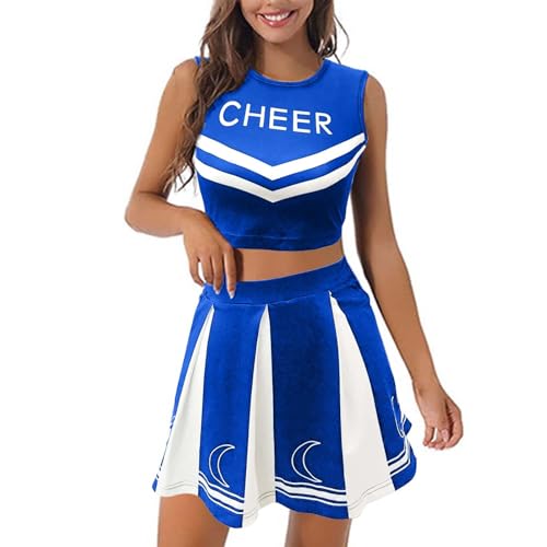 Cheerleader Kostüm, Cheerleader Kostüm Damen Fasching High School Musical - Cheerleader Outfit Sexy Party Karneval Kostüm Kleid Mit Pompoms Socken,Halloween,Mottoparty. von Zilosconcy