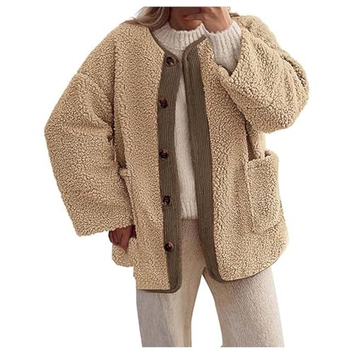 Coole Herbst Outfit Damen, Fleecemantel Damenfleecejacke Damen Warme Lange Ärmel Plüschjacke - Mit Kapuze Teddyjacke Flauschige Jacke Herbstjacke Lässige Wintermantel Reißverschluss von Zilosconcy