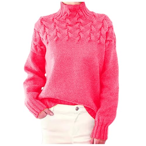 Damen Rollkragenpullover, Cashmere Pullover Damen Rollkragenshirt Langarm Stehkragen Shirt - Rollkragen Strickpulli Zopfmuster Für Rolli Herbst Strick Kaschmir von Zilosconcy