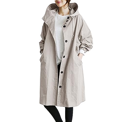 Damen Wollmantel, Trenchcoat Damen Elegant Dufflecoat - Wollmantel Winter Wintermantel Mit Taschen Mantel Für Frauen Baumwolle Windjacke Übergangsmantel Winddichter Reverskragen von Zilosconcy