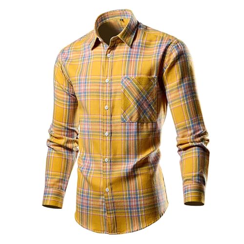 Damenmode Sale, Holzfällerhemd Herren Baumwolle Karohemd - Flanellhemd Kariertes Regular Fit Westernhemd Langarm Hemd Karo Freizeithemden Dicke Weiche Qualität Kariert Für Männer von Zilosconcy