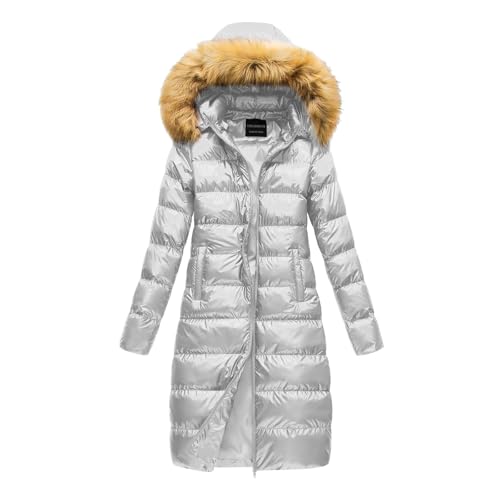 Daunenmantel Damen, Steppmantel Damen Winter Entendaunen Daunenmantel Lang - Steppjacke Leicht Daunenjacke Mit Abnehmbarer Kapuze Dicker Puffer Mantel Für Frauen von Zilosconcy