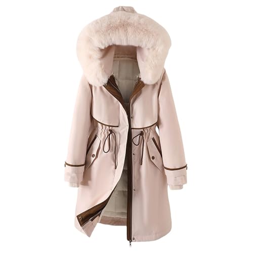 Deals of The Day, Damenmantel Damen Gefüttert Wintermantel Mit Kapuze - Winterparka Lang Winterjacke Grosse Grössen Warme Steppjacke Frauen Einfarbig Bequemes Winddicht Outdoorjacke von Zilosconcy