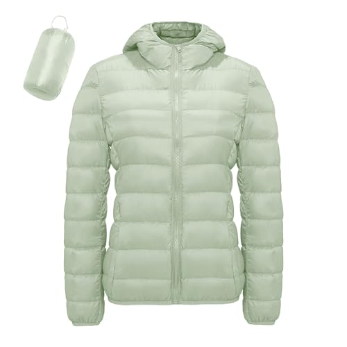 Deals of The Day, Daunenjacke Damen Leicht Steppjacke Mit Kapuze - Übergangsjacke Entendaunen Winterjacke Packbare Wasserdicht Pufferjacke Frauen Casual Thermo Oberteil von Zilosconcy