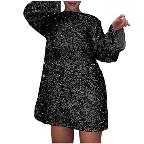 Deals of The Day, Glitzerkleid Damen Glitzer Paillettenkleid - Silvester Kleid Elegant Abendkleider Kurz Festliche Cocktailkleid Frauen Weihnachtskleid Schöne Hochzeitskleid Partykleider von Zilosconcy