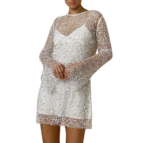 Deals of The Day, Paillettenkleid Damen Glitzer Glitzerkleid - Abendkleider Elegant Silvester Kleid Sexy Festliche Pailettenkleider Frauen Cocktailkleid Schöne Hochzeitskleid Partykleider von Zilosconcy