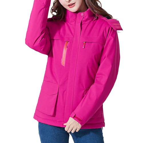 Deals of The Day, Wanderjacke Outdoor Skijacke - Snowboardjacke Winddicht Funktionsjacke Wasserdicht Arbeitsjacke Winterjacke Warm Fleecejacke Jacken Mit Abnehmbarer Kapuze Für Frauen von Zilosconcy