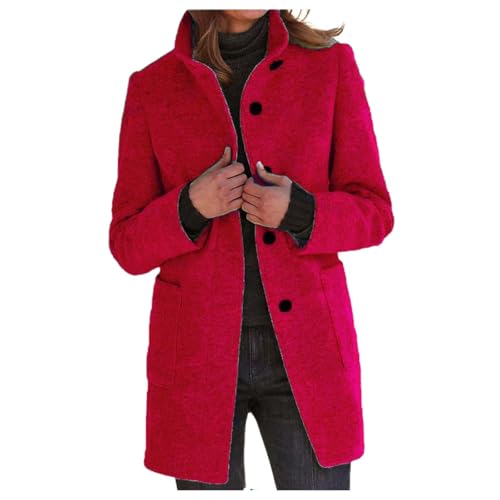 Dufflecoat Damen, Wollmantel Damen Wolle Dufflecoat - Wolljacke Winter Trenchcoat Elegant Kurzmantel Dick Mantel Klassischem Revers Coat Einfarbig Jacke Outwear Mit Knöpfen Für Frauen von Zilosconcy