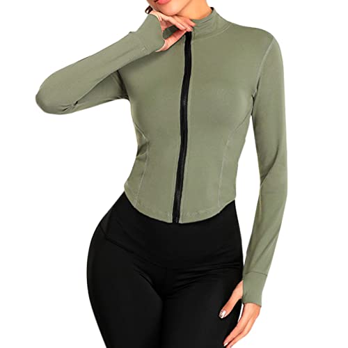 Enge Sportjacke Damen, Sportjacke Damen Eng Trainingsjacke - Sport Oberteile Fitness Laufjacke Sexy Langer Reißverschluss Suuksess Frauen Atmungsaktive Yoga Oberteile Skims von Zilosconcy