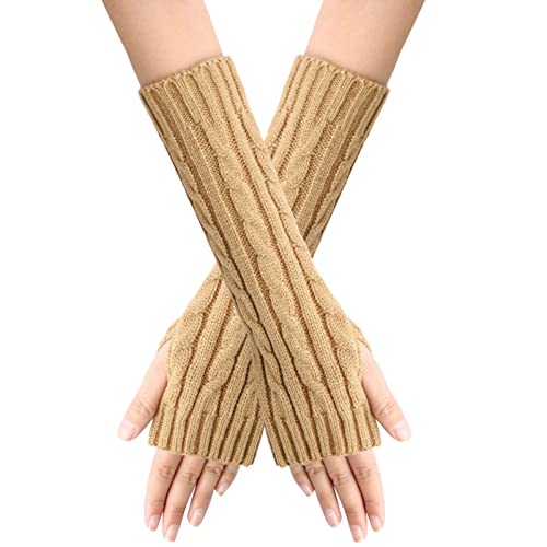 Fingerlose Handschuhe Damen, Handstulpen Damen Ohne Finger Armstulpen - Pulswärmer Gestrickte Fingerlose Handschuhe Thermo Kaschmir Strickhandschuhe Frauen Fäustlinge Halbe Fingerhandschuhe von Zilosconcy