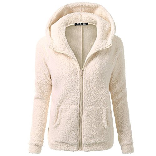 Flauschige Jacke Damen, Hoodie Jacke Damen Zip - Kapuzenjacke Casual Cardigan Baumwoll Mantel Strickjacke Mit Reißverschluss Outdoor Zipper Fleece Sweashirt Winterjacken von Zilosconcy