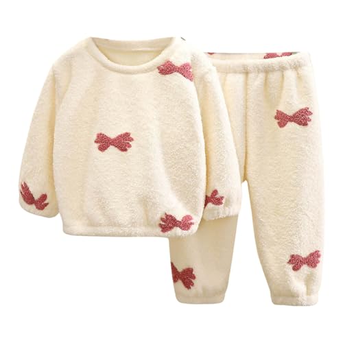 Fleece Schlafanzug Kinder, Baby Schlafanzug Ohne Fuss Flanell Schlafanzug Kinder Fleece Pyjama Set Winter Warme Schlafanzüge Schmetterlingsdruck Kuschel Weiche Weihnachts Zweiteilig Frottee Pyjama von Zilosconcy