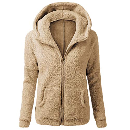 Fleecejacke Damen Lang, Hoodie Jacke Damen Baumwoll - Strickjacke Zip Winterjacke Mit Taschen Mantel Casual Kapuzenjacke Warm Outdoor Zipper Fleece Sweashirt Winterjacken von Zilosconcy