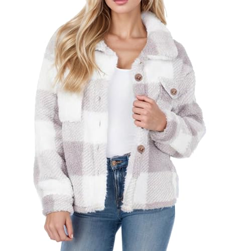 Fleecejacke Damen Mit Kapuze, Damenmode Saleplüschjacke Damen Warme Flauschige Jacke Fleecejacke - Sherpa Plüsch Mit Kapuze Kuscheljacke Lässige Wintermantel Reißverschluss von Zilosconcy