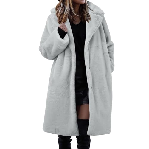 Fleecejacke Damen Mit Kapuze, Warehouse Dealplüschjacke Damen Lange Ärmel Mit Kapuze Fleecejacke - Teddy Mantel Warme Übergangsjacke Teddyjacke Longstrickjacke Outwear Elegant von Zilosconcy