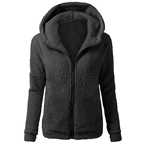 Fleecepullover Damen, Hoodie Jacke Damen Baumwoll - Strickjacke Zip Winterjacke Mit Taschen Mantel Casual Kapuzenjacke Warm Outdoor Zipper Fleece Sweashirt Winterjacken von Zilosconcy