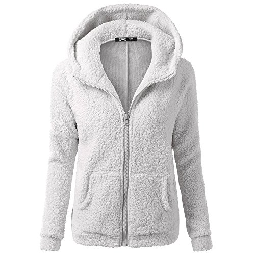 Fleecepullover Damen, Hoodie Jacke Damen Baumwoll - Strickjacke Zip Winterjacke Mit Taschen Mantel Casual Kapuzenjacke Warm Outdoor Zipper Fleece Sweashirt Winterjacken von Zilosconcy