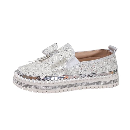 Glitzer Schuhe, Glitzer Sneaker Damen Flache Low Pailletten Schuhe - Glitzerschuhe Shiny Glitzer Schuhe Frauen Leichte Bequeme Sportschuhe Funkelnde Glitzernde Hochzeits-Brautschuhe von Zilosconcy