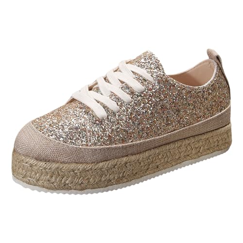 Glitzer Schuhe, Glitzer Sneaker Damen Shiny Pailletten Schuhe - Glitzer Schuhe Flache Low Glitzerschuhe Frauen Leichte Bequeme Turnschuhe Funkelnde Glitzernde Hochzeits-Brautschuhe von Zilosconcy