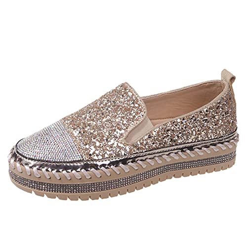 Glitzer Schuhe, Glitzer Sneaker Damen Shiny Pailletten Schuhe - Glitzerschuhe Flache Low Glitzer Schuhe Frauen Leichte Bequeme Sportschuhe Funkelnde Glitzernde Hochzeits-Brautschuhe von Zilosconcy