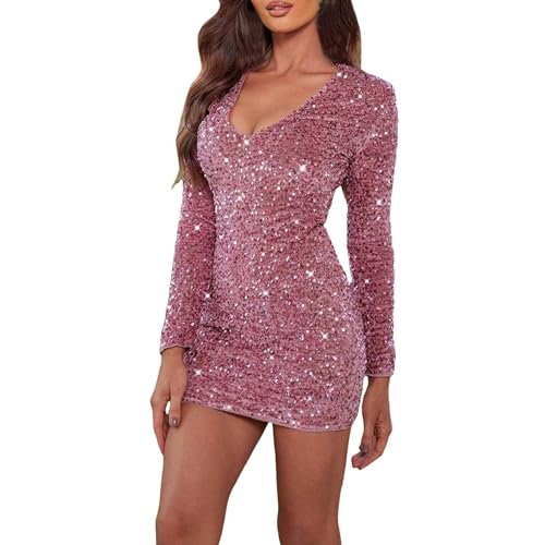 Glitzerkleid, Paillettenkleid Damen Glitzer Glitzerkleid - Silvester Kleid Elegant Abendkleider Festliche Kurz Cocktailkleid Frauen Weihnachtskleid Schöne Hochzeitskleid Partykleider von Zilosconcy