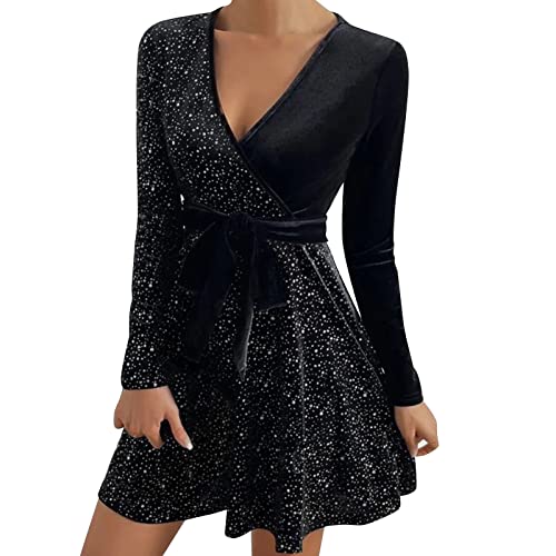 Glitzerkleid Damen, Glitzerkleid Damen Glitzer Paillettenkleid - Abendkleider Elegant Silvester Kleid Sexy Festliche Weihnachtskleid Frauen Cocktailkleid Schöne Hochzeitskleid Partykleider von Zilosconcy