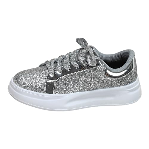 Glitzerschuhe, Pailletten Schuhe Damen Flache Low Glitzer Sneaker - Glitzer Schuhe Shiny Glitzerschuhe Frauen Leichte Bequeme Sportschuhe Funkelnde Glitzernde Hochzeits-Brautschuhe von Zilosconcy