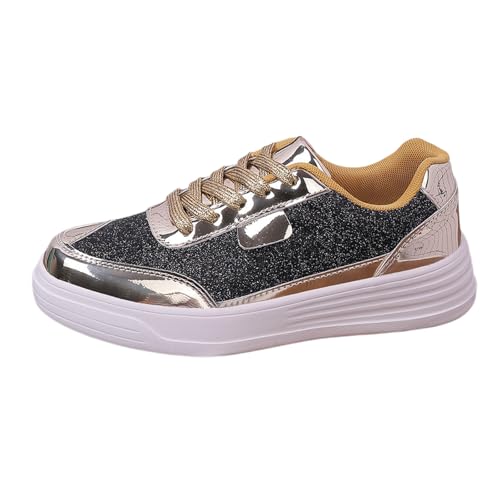 Glitzerschuhe, Pailletten Schuhe Damen Flache Low Glitzer Sneaker - Glitzerschuhe Shiny Glitzer Schuhe Frauen Leichte Atmungsaktiv Turnschuhe Funkelnde Glitzernde Hochzeits-Brautschuhe von Zilosconcy