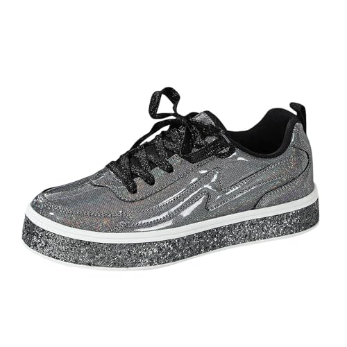 Glitzerschuhe, Pailletten Schuhe Damen Flache Low Glitzer Sneaker - Glitzerschuhe Shiny Glitzer Schuhe Frauen Leichte Bequeme Sportschuhe Funkelnde Glitzernde Hochzeits-Brautschuhe von Zilosconcy