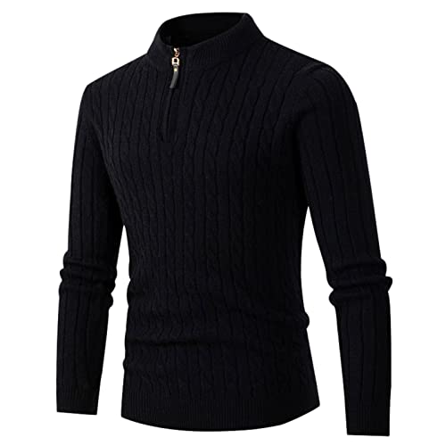 Half Zip Pullover Herren, Half Zip Pullover Herren Stehkragen Rollkragenpullover - Arbeitspullover Slim Fit Strickpullover Winterpullover Thermo Pulli Feinstrick Langarm Texured Für Männer von Zilosconcy