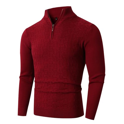 Half Zip Pullover Herren, Rollkragenpullover Herren Stehkragen Half Zip Pullover - Arbeitspullover Business Strickpullover Thermo Feinstrick Sweater Langarm Leichter Busness Pulli Für Männer von Zilosconcy