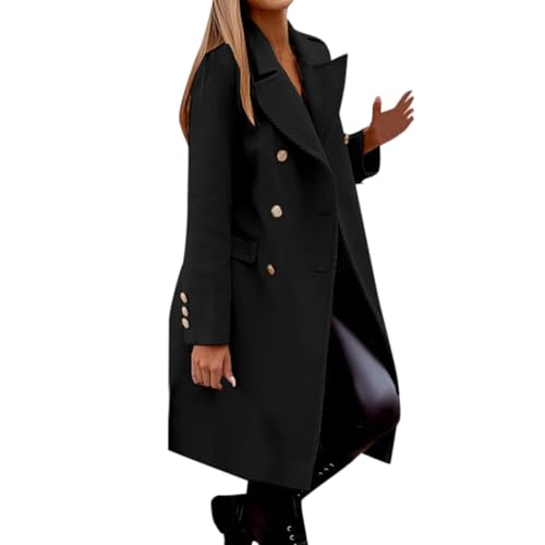 Herbstmantel Damen, Dufflecoat Damen Herbst Trenchcoat - Wollmantel Lang Herbstmantel Elegant Übergangsmantel Für Frauen Übergangsjacke Wintermantel Warme Wolljacke Mantel Windjacke von Zilosconcy