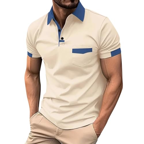 Herren Poloshirt Kurzarm Sommer T Shirt Mit Brusttasche Slim Fit Sommer Schnelltrocknend Atmungsaktives Golf Tennis Arbeit Polo Hemd T-Shirt Casual Polohemd von Zilosconcy