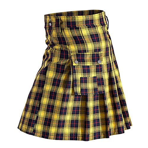 Herrenrock, Kilt Herren Tartan Schottenrock - Tartan Rock Traditioneller Herrenrock Männer Cargo Fashion Utility Kariert Tartan Kilt Mit Riemen Und Großen Cargo Taschen 05 von Zilosconcy