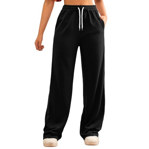 Jogginganzug Damen, Jogginghose Damen Baumwolle Sporthose - Trainingshose Lässiges Weit Freizeithose Langgröße Sweatpants Kordelzug Laufhosen Mit Taschen Elastischer von Zilosconcy