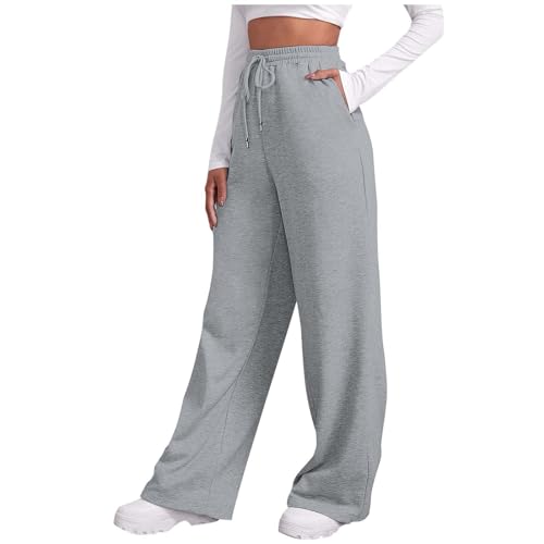 Jogginganzug Damen, Sporthose Damen Baumwolle Jogginghose - Trainingshose Elastischer Bund Laufhosen Casual Mädchen Straighthose Weit Bauchkontrolle Schlaghose Arbeit von Zilosconcy