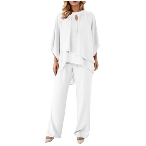 Jumpsuit Damen Elegant, Hochzeit Zweiteiler Damen Festlich Hosenanzüge - Jumpsuits Elegant Brautmutter Anzug Große Größen 2 Teiler Hosen Anzug Frauen Casual Overall Cocktail Party Outfit von Zilosconcy