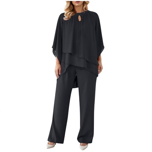 Jumpsuit Damen Elegant, Hosenanzüge Damen Elegant Hochzeit Zweiteiler - Jumpsuits Festlich Brautmutter Anzug Casual Lässig Festlich Kleider Frauen Mode Hosen Anzug Cocktail Partyanzug von Zilosconcy