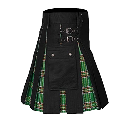 Kilt, Schottenrock Herren Tartan Kilt - Herrenrock Traditioneller Tartan Rock Männer Cargo Fashion Utility Kariert Tartan Kilt Mit Riemen Und Großen Cargo Taschen 06 von Zilosconcy