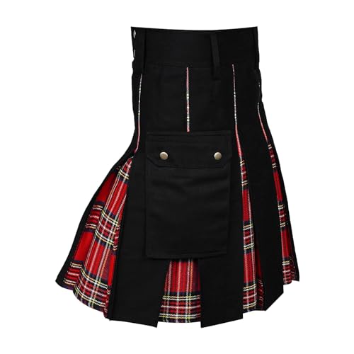 Kilt Herren, Kilt Herren Tartan Schottenrock - Herrenrock Traditioneller Tartan Rock Männer Kariert Cargo Fashion Utility Tartan Kilt Schottischer Highland Tartan Rock 06 von Zilosconcy