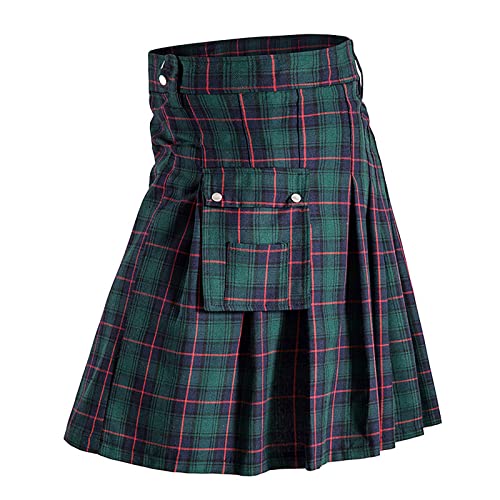 Kilt Herren, Kilt Herren Tartan Schottenrock - Tartan Rock Traditioneller Herrenrock Männer Cargo Fashion Utility Kariert Tartan Kilt Mit Riemen Und Großen Cargo Taschen 05 von Zilosconcy