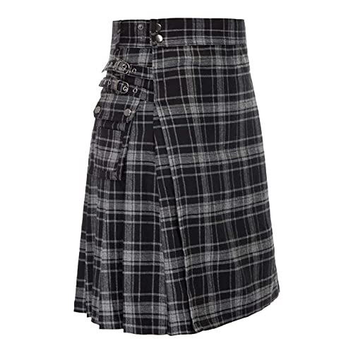 Kilt Herren, Kilt Herren Tartan Schottenrock - Tartan Rock Traditioneller Herrenrock Männer Kariert Cargo Fashion Utility Tartan Kilt Mit Riemen Und Großen Cargo Taschen 01 von Zilosconcy