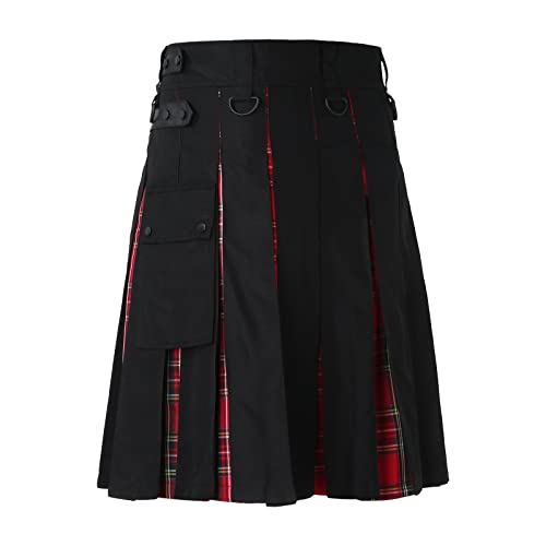 Kilt Herren, Kilt Herren Tartan Schottenrock - Tartan Rock Traditioneller Herrenrock Männer Kariert Cargo Fashion Utility Tartan Kilt Mit Riemen Und Großen Cargo Taschen 06 von Zilosconcy