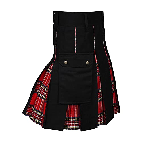 Kilt Herren, Schottenrock Herren Tartan Kilt - Tartan Rock Traditioneller Herrenrock Männer Kariert Cargo Fashion Utility Tartan Kilt Mit Riemen Und Großen Cargo Taschen 01 von Zilosconcy