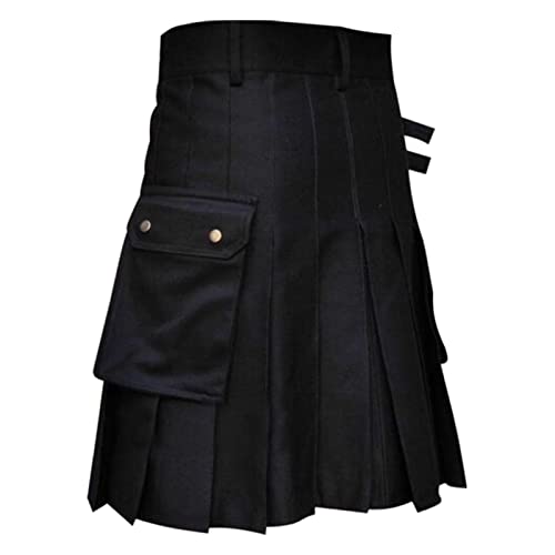 Kilt Herren, Schottenrock Herren Tartan Kilt - Tartan Rock Traditioneller Herrenrock Männer Kariert Cargo Fashion Utility Tartan Kilt Mit Riemen Und Großen Cargo Taschen 02 von Zilosconcy