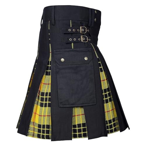 Kilt Herren, Schottenrock Herren Tartan Kilt - Tartan Rock Traditioneller Herrenrock Männer Kariert Cargo Fashion Utility Tartan Kilt Mit Riemen Und Großen Cargo Taschen 03 von Zilosconcy